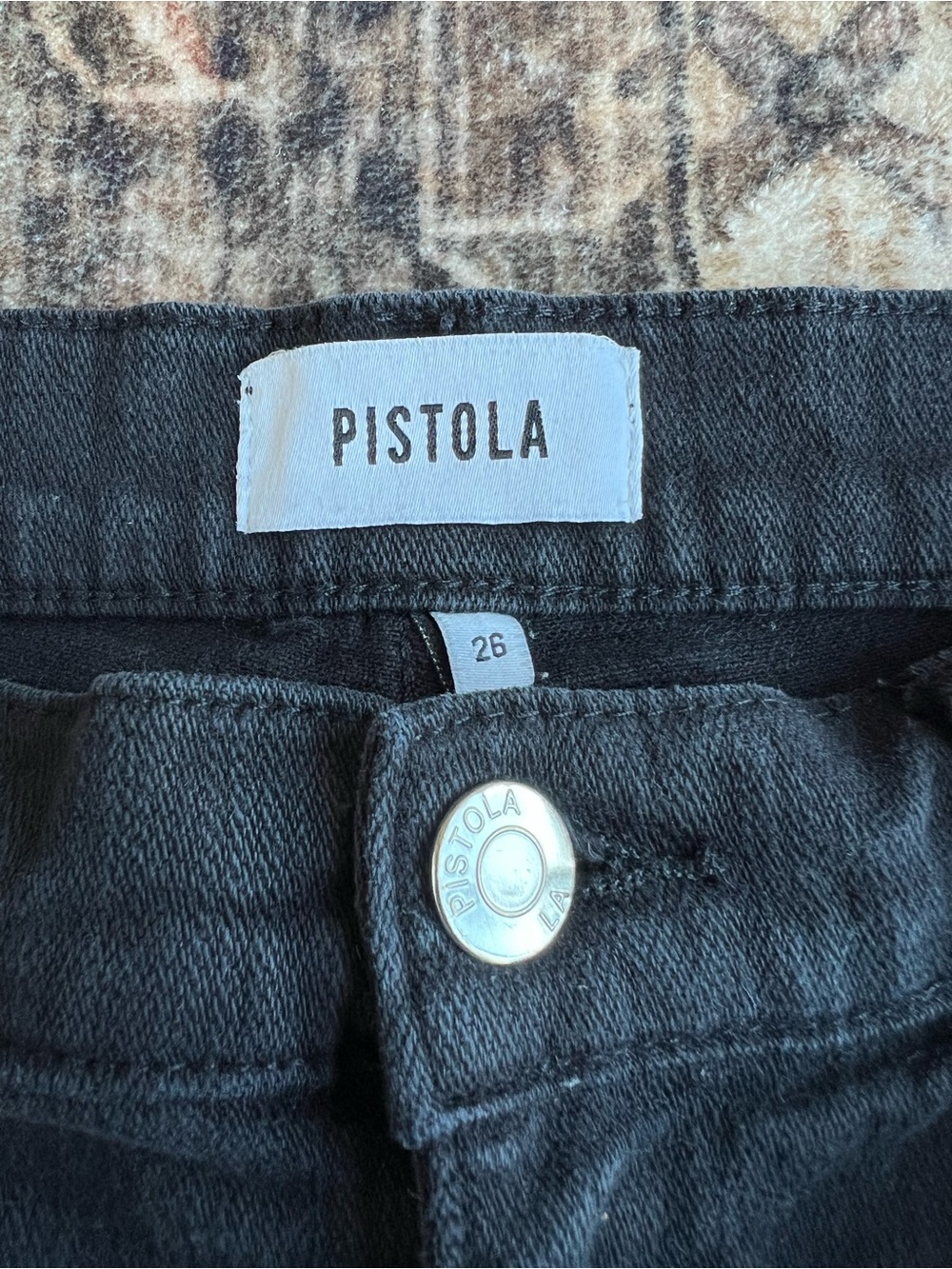 Pistola Denim Shorts Size 26 Black Distressed Mid Rise Cutoff Raw Hem Stretch - Picture 3 of 7